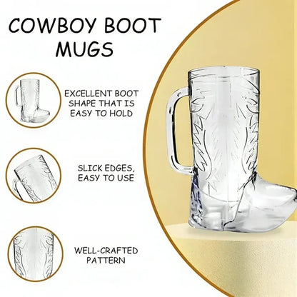 17oz Large Creative Cowboy Boot Mugs Hard Plastic