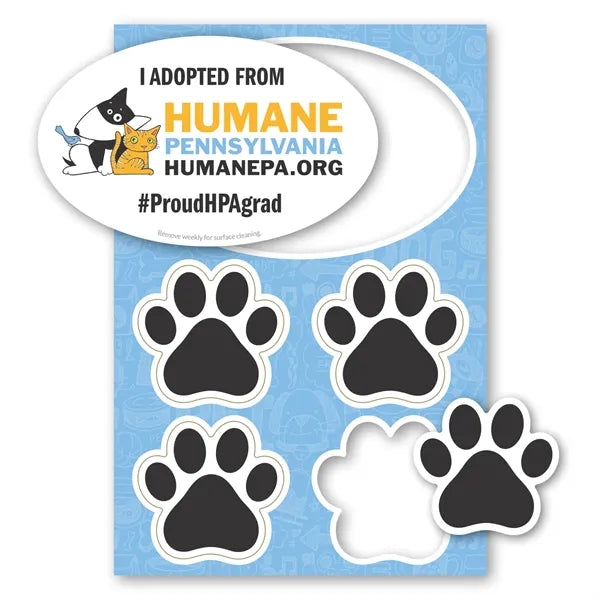2 in 1 Oval Car Magnet with 4 Paw Prints