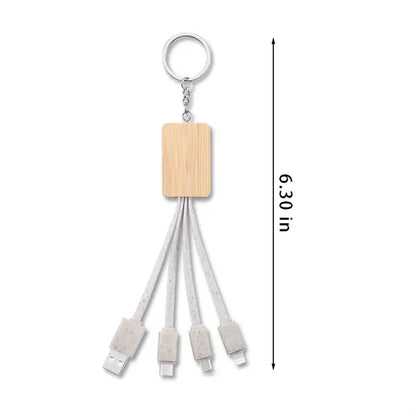 Travel essential keychain wooden USB multi charging cable