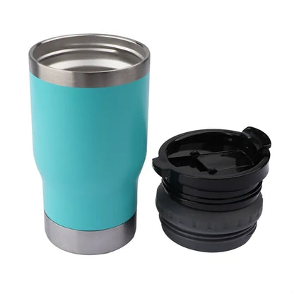 14Oz Insulated Can Cooler W/ Bottle Opener & Double Lids