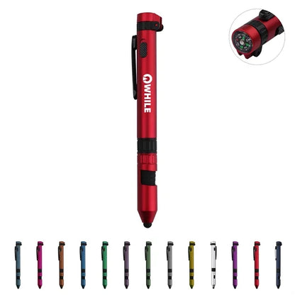6 in 1 LED Tactical Pen & Multitool  W/Compass,