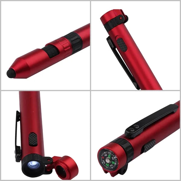 6 in 1 LED Tactical Pen & Multitool  W/Compass,