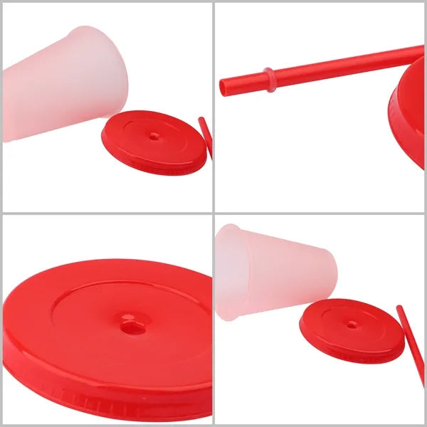 16oz Plastic Color Changing Cups w/ Lids & Straws