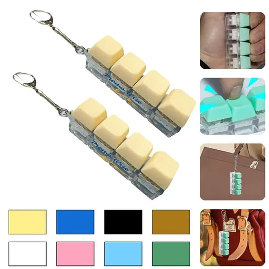 Single Row Four Button Decompression Toy Keychain With Light