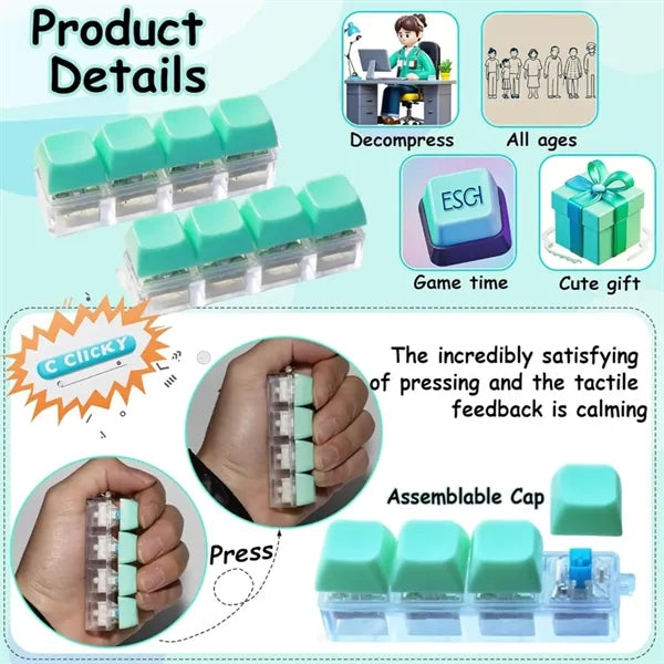 Single Row Four Button Decompression Toy Keychain With Light