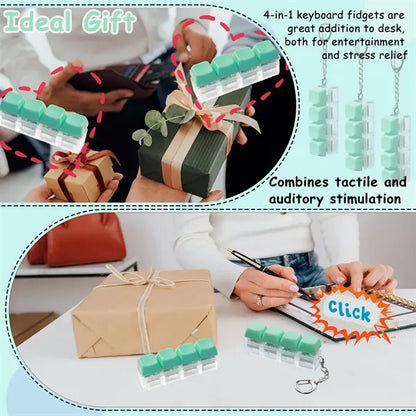 Single Row Four Button Decompression Toy Keychain With Light