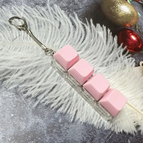 Single Row Four Button Decompression Toy Keychain With Light