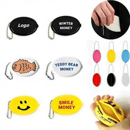 Rubber Coin Purse Oval Coin Purse Holders with Chain