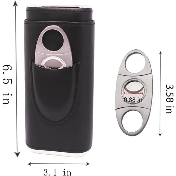 Classic Leather 3 Fingers Cigar with Cutter