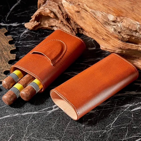Classic Leather 3 Fingers Cigar with Cutter