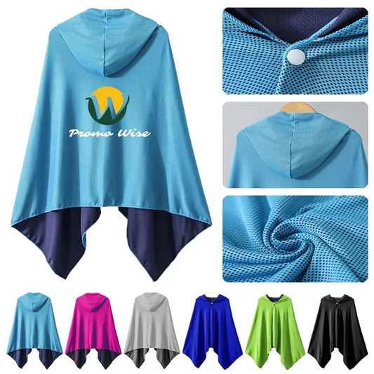 Cool Quick-Drying Sun-Proof Beach Hooded Cape With Buttons