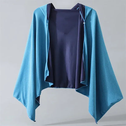 Cool Quick-Drying Sun-Proof Beach Hooded Cape With Buttons