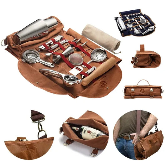 Canvas One-Shoulder Shockproof Bartending Tool Storage Bag