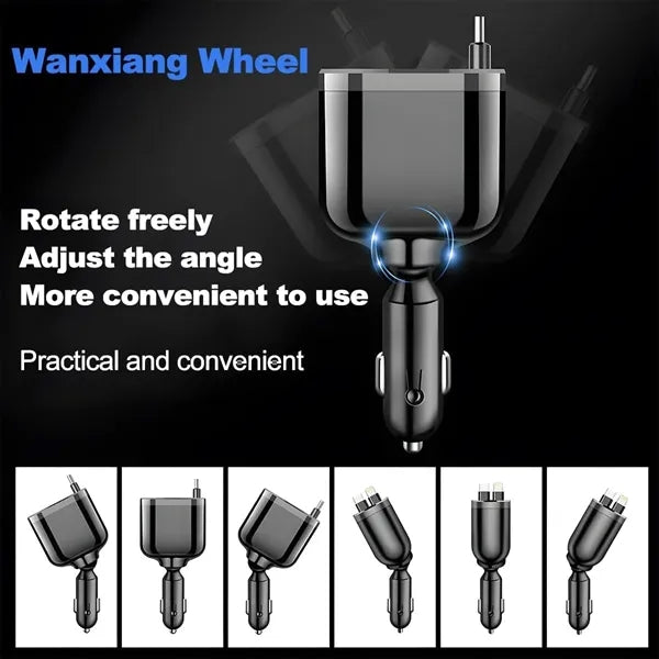 Retractable Digital Display 360 Degree Rotating Car Charger