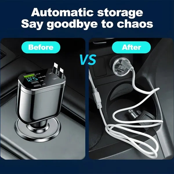 Retractable Digital Display 360 Degree Rotating Car Charger
