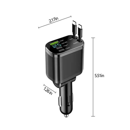 Retractable Digital Display 360 Degree Rotating Car Charger