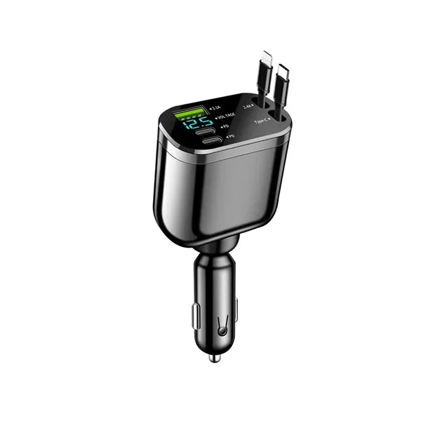Retractable Digital Display 360 Degree Rotating Car Charger