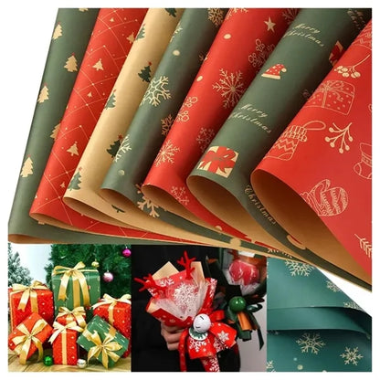 Christmas Vintage Kraft Gift Wrap Paper Sheets