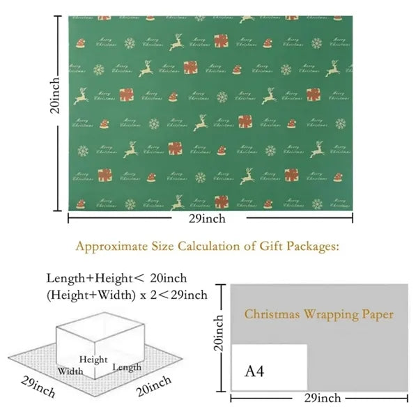 Christmas Vintage Kraft Gift Wrap Paper Sheets