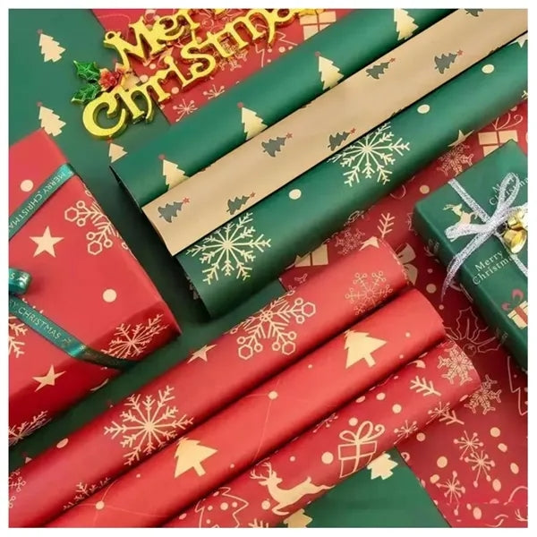 Christmas Vintage Kraft Gift Wrap Paper Sheets