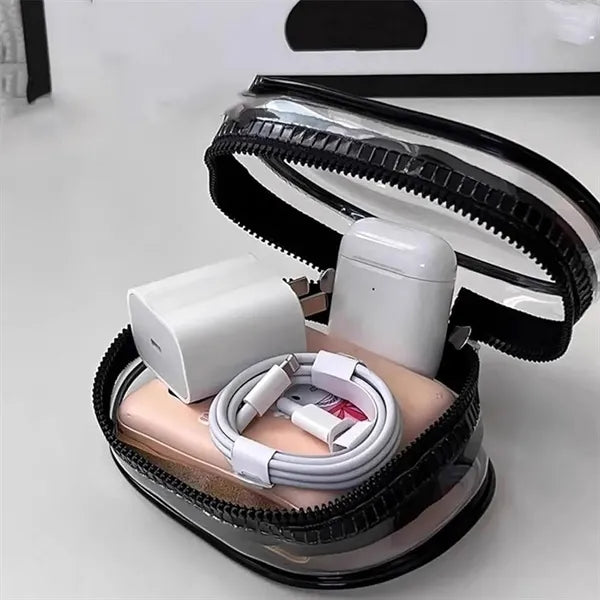 Portable Transparent Data Cable Earphone Storage Bag