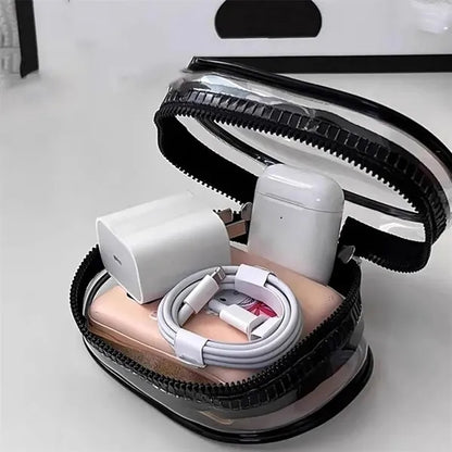 Portable Transparent Data Cable Earphone Storage Bag