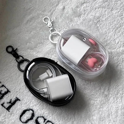 Portable Transparent Data Cable Earphone Storage Bag