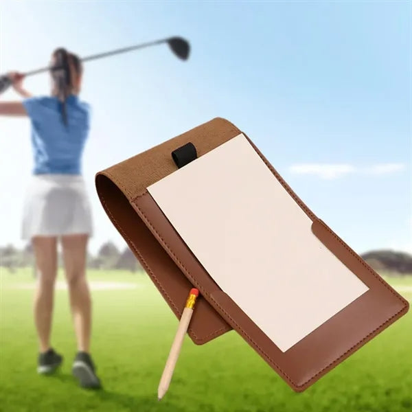 PU Leather Golf Scorebook With Built-In Paper Clip