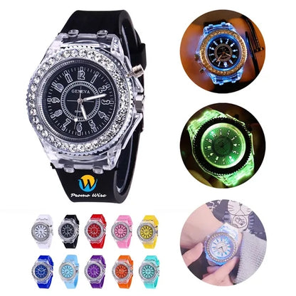 Silicone LED Luminous Transparent Waterproof Watch