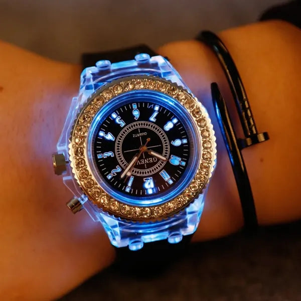 Silicone LED Luminous Transparent Waterproof Watch