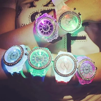 Silicone LED Luminous Transparent Waterproof Watch