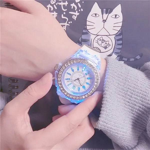 Silicone LED Luminous Transparent Waterproof Watch