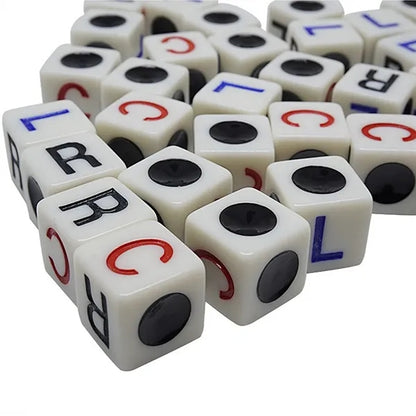 Custom LCR Dice Game Set with Color Chips in Storage box