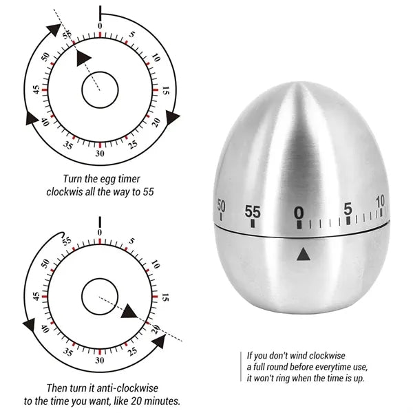 Stainless Steelmechanical Egg Apple Kitchen Timer