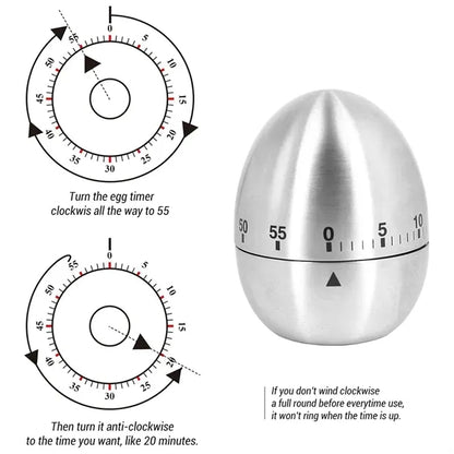 Stainless Steelmechanical Egg Apple Kitchen Timer