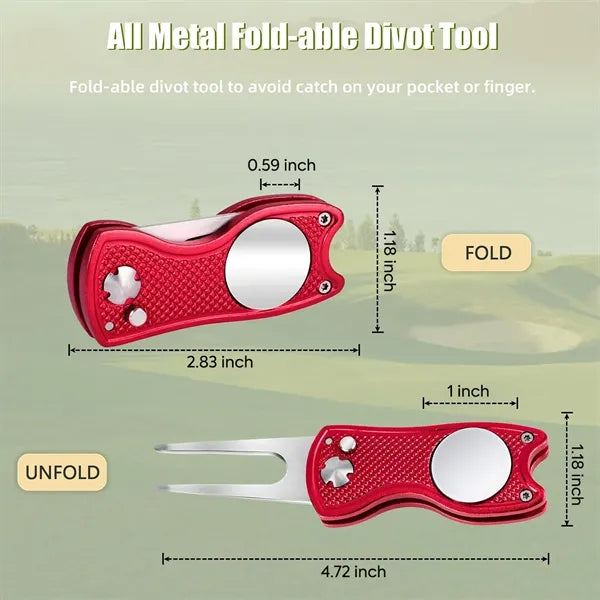 All Metal Foldable Golf Divot Tool