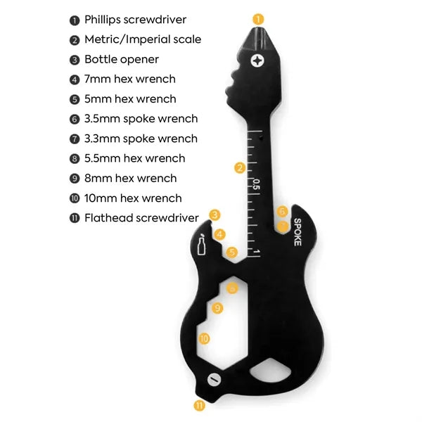 12-in-1 Guitar-Shaped Multi-Tool Card