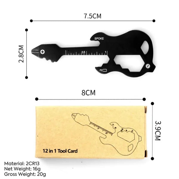 12-in-1 Guitar-Shaped Multi-Tool Card