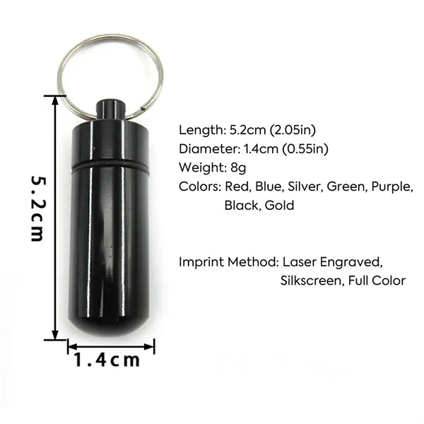 Aluminum Portable Pill Case with Keychain