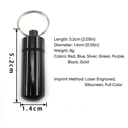 Aluminum Portable Pill Case with Keychain