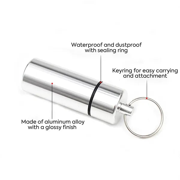 Aluminum Pill Case with Keychain