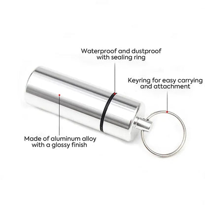 Aluminum Pill Case with Keychain