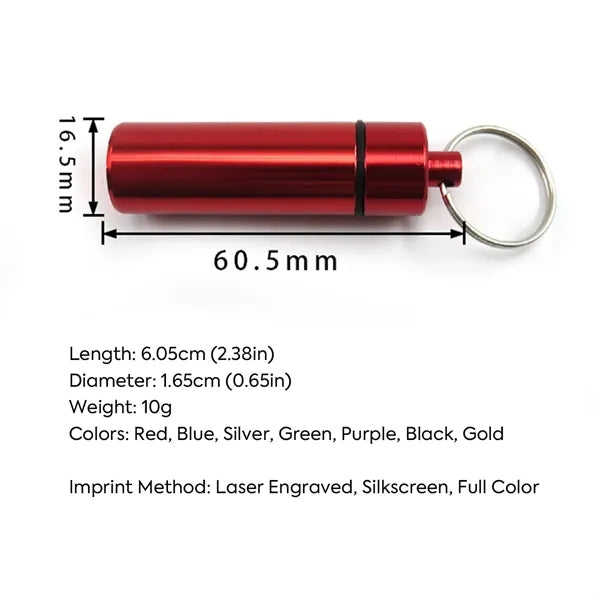 Aluminum Pill Case with Keychain