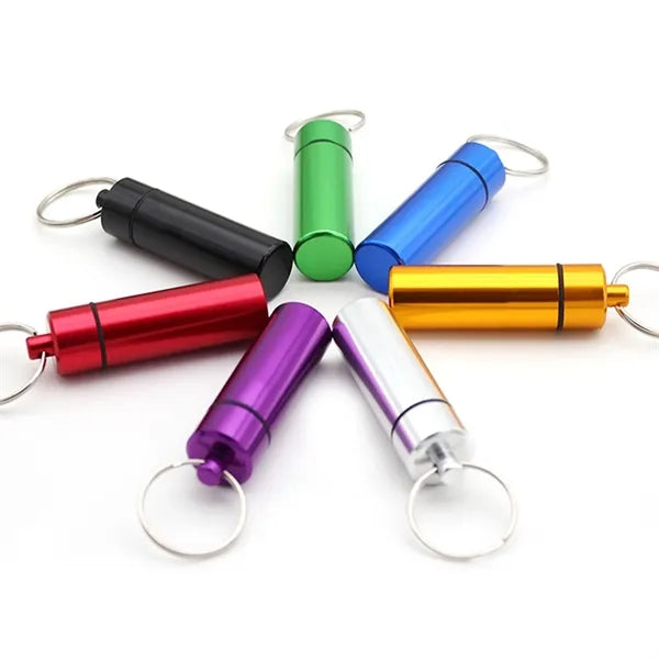 Aluminum Pill Case with Keychain