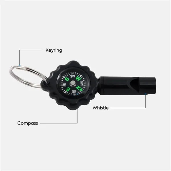 Compact Survival Whistle with Compass