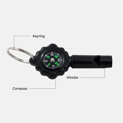 Compact Survival Whistle with Compass