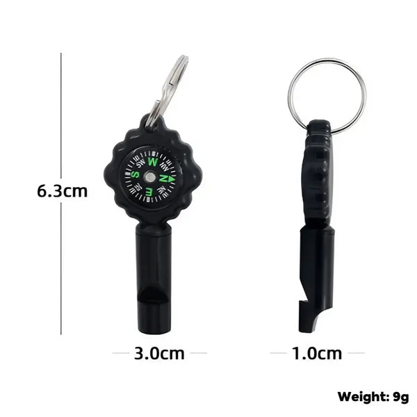 Compact Survival Whistle with Compass