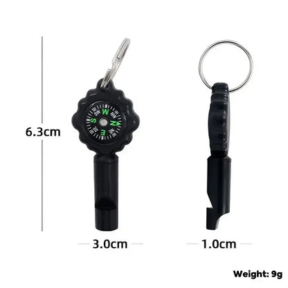 Compact Survival Whistle with Compass