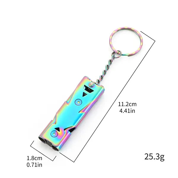 High-Pitched Dual-Tube Keychain Whistle