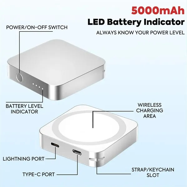 Magnetic 3-in-1 Wireless Power Bank 5000mAh